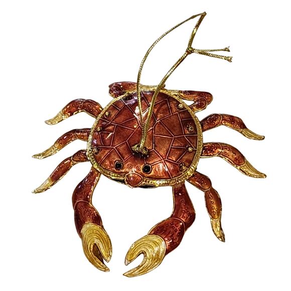 Alsan Victorian Enameling Cloisonné Ornament Crab Hinged Legs Beach - Picture 4 of 13
